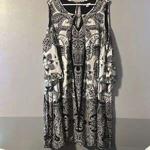 Cato Monochrome Patterned Off the Shoulder Dress Size 26/28